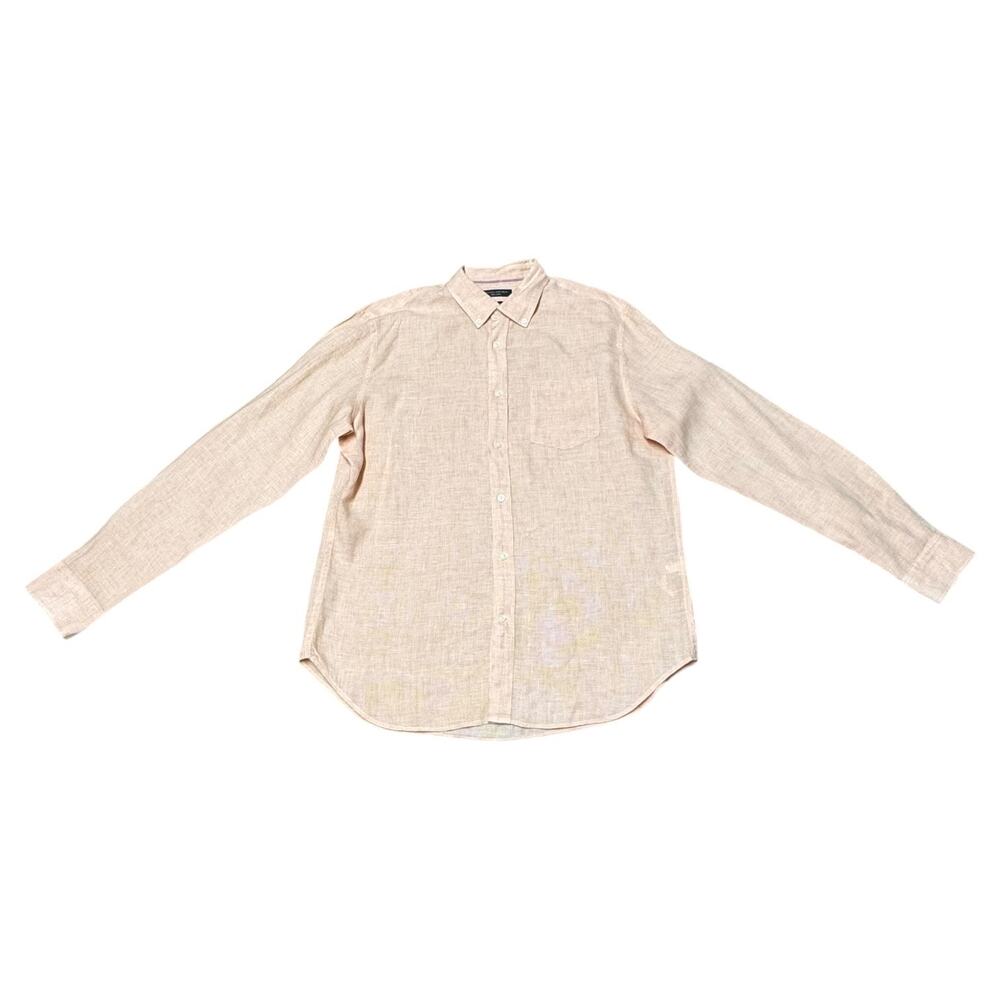 Banana Republic Camden Fit 100% Linen Shirt Orange Large